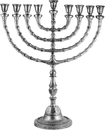 Extra Large Traditional Chanukah use with Thick Shabbat Candles or Oil Cups Antique Looking Hanukkah Minorah