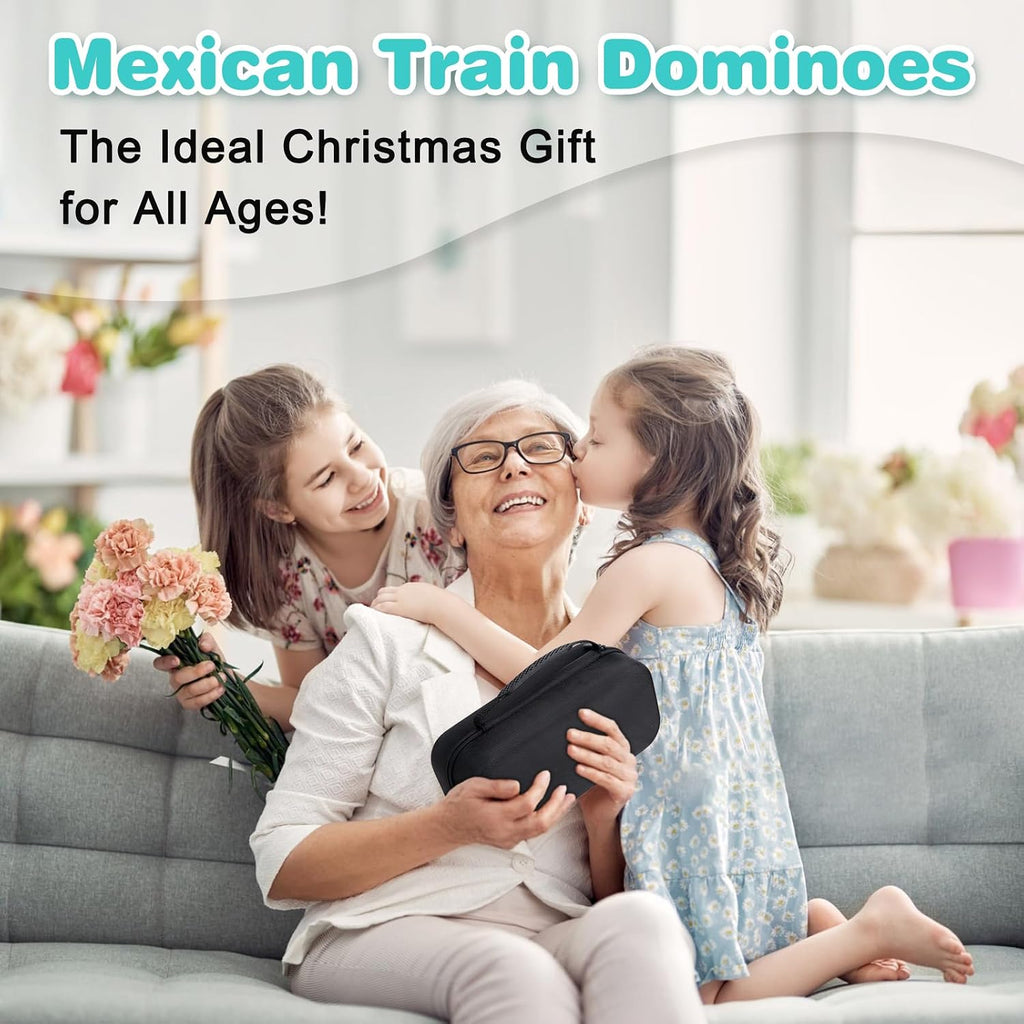 Mexican Train Dominoes Set 4 Wooden Racks Double 12 Game 91 Dot Tiles