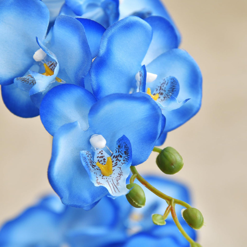 Large Silk Orchid in Wave Pot 19" Phalaenopsis Centerpiece for Table, Blue