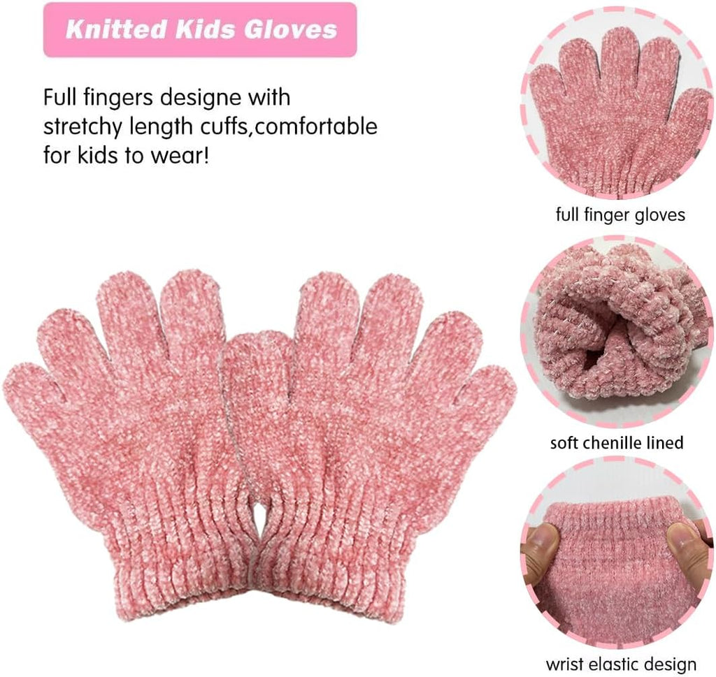 Kids Toddlers Winter Beanie Hats Gloves Neck Warmer Scarf Set Gifts for Girls Boys