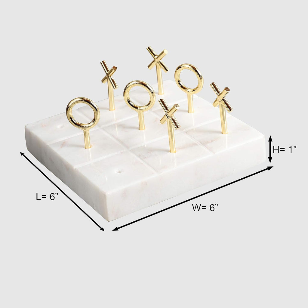 Marble Tic Tac Toe Game Board X and O Game Set for Birthday Gift to Students Luxury Marble & Brass Tic Tac Toe Game - Set of 10