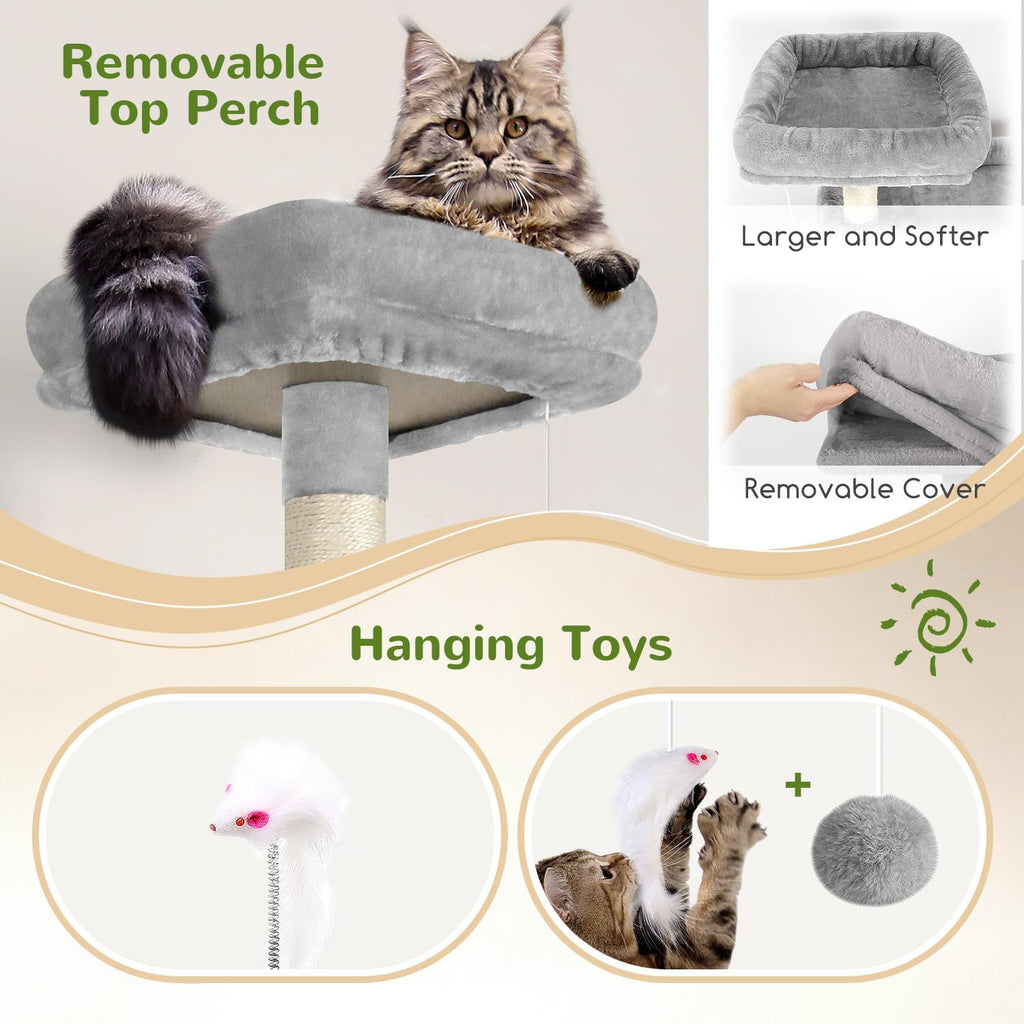 Sturdy Cat Tree for Indoor Cats 20 lbs, Cloud Grey