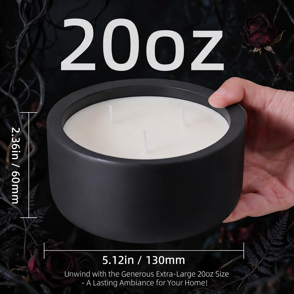 20oz Large Odor Eliminating Candle - Eucalyptus Mint, 3 Wick Fall Scented Soy Candle, Non Toxic, Matte Black Ceramic