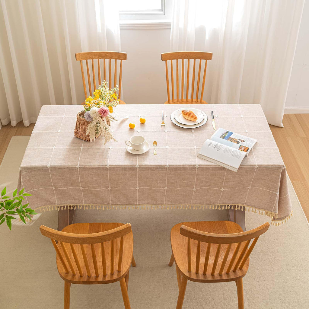 Farmhouse Tablecloth Cotton Linen Waterproof Burlap Table Cloth Rectangle Table Cloths Dinning Tabletop