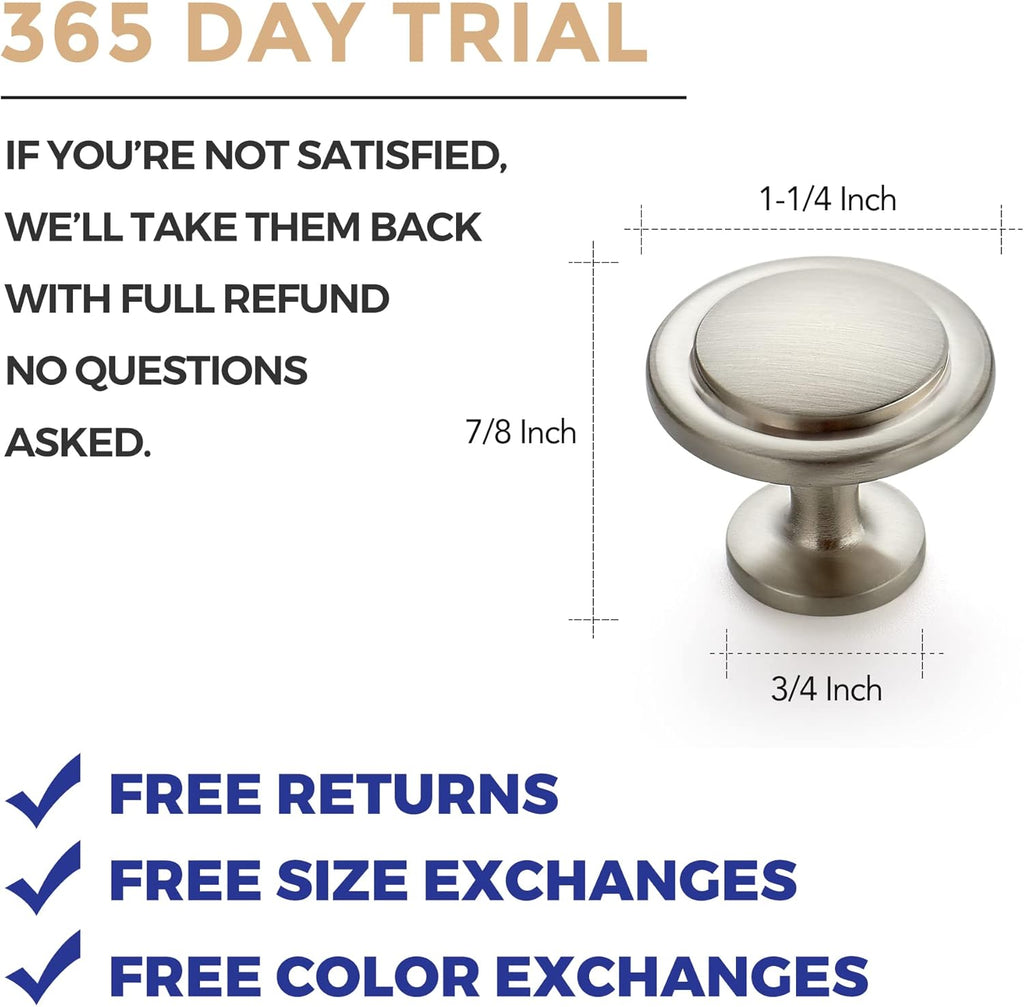 30 Pack Brushed Nickel Cabinet Pulls 1-1/4 inch Kitchen Drawer Pulls Cabinet Door Handles Knobs