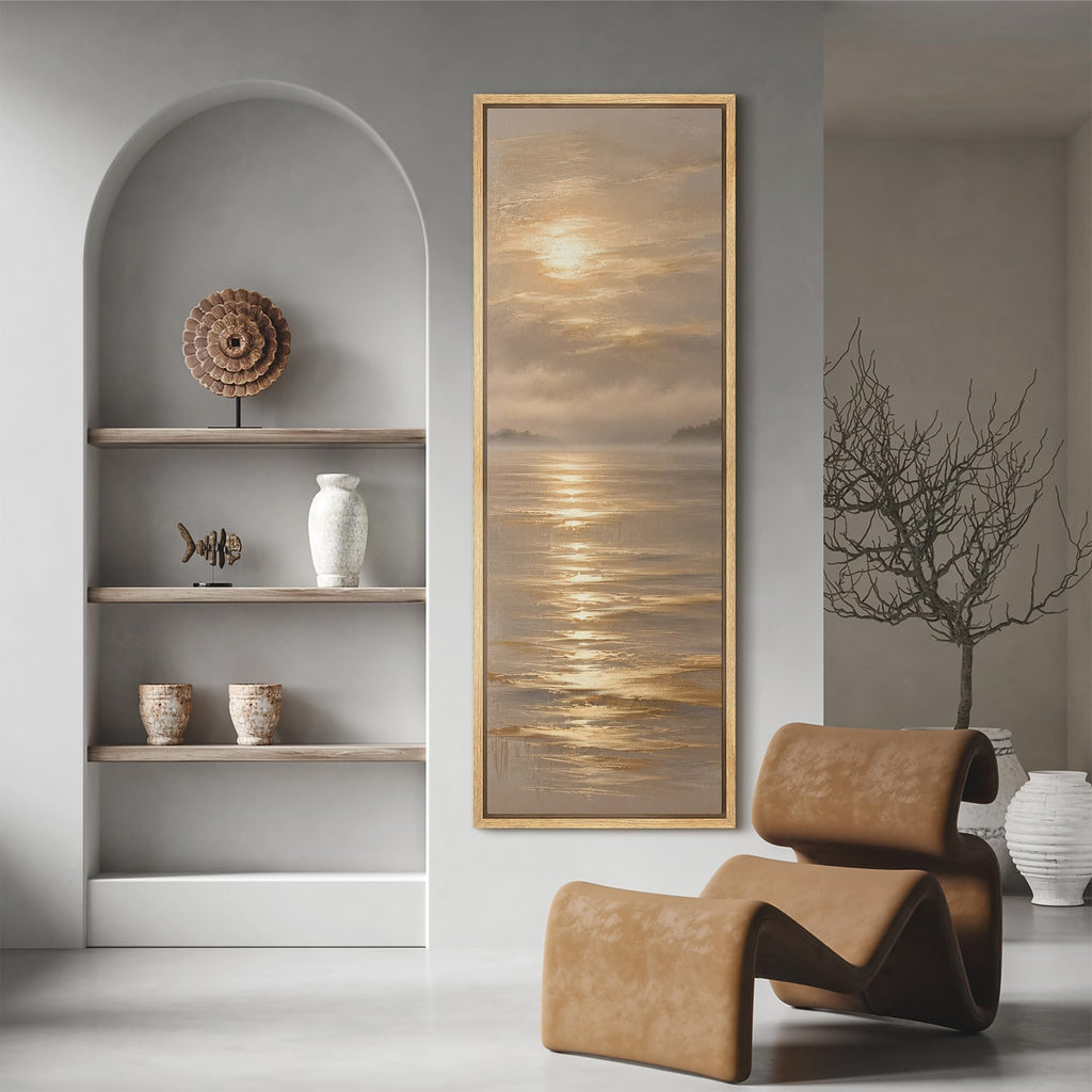 Large Framed Canvas Print Golden Ocean Sunset