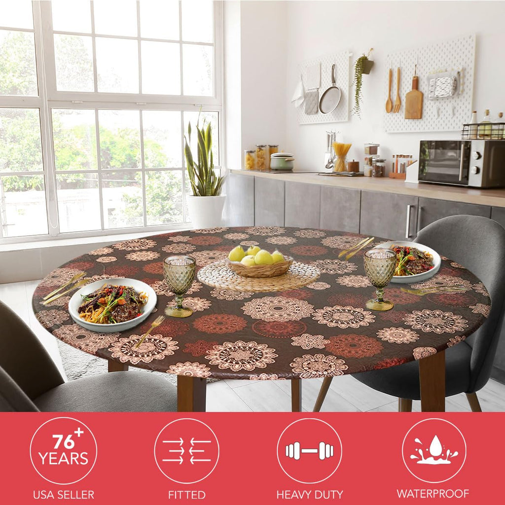 Round Tablecloth, Flannel Backed, Medallion Pattern