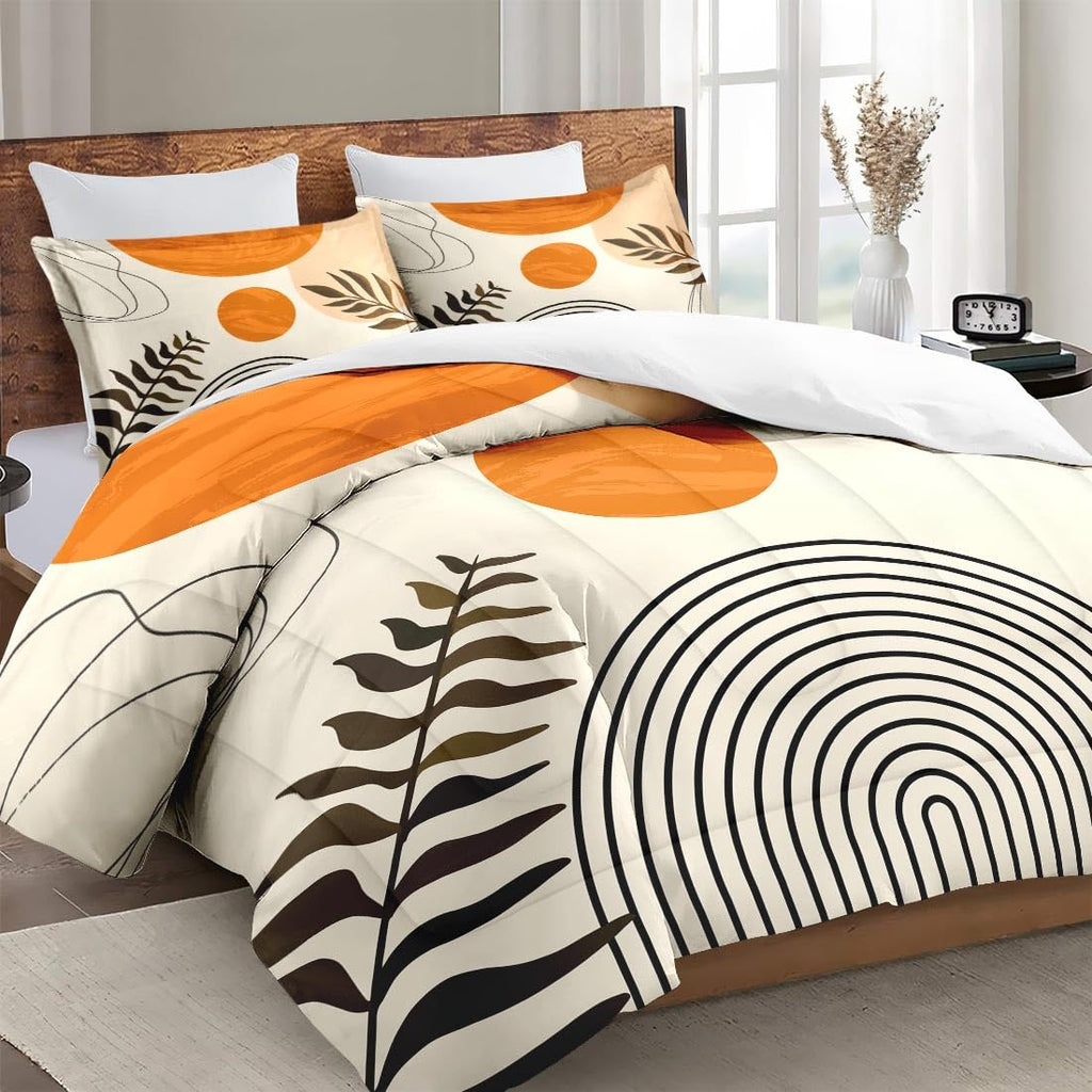 Queen Comforter Set, 3 Pieces Boho Geometric Bedding, All Season
