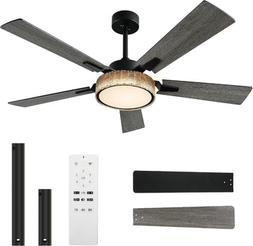 52 Inch Chandelier Ceiling Fans with Lights and Remote/App, Smart Ceiling Fans Compatible with Alexa