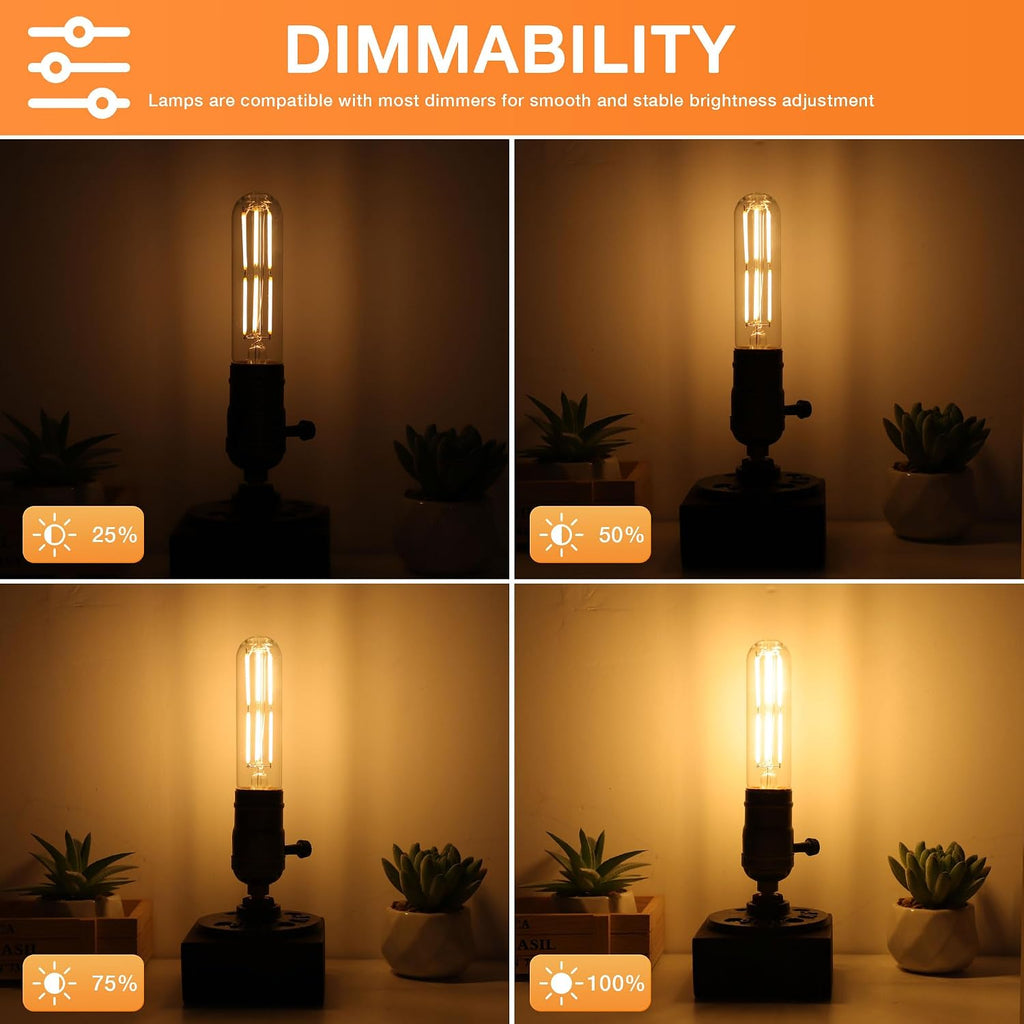 T10 LED Bulb 6 Watt Equivalent 60W Soft Warm White 2700K Dimmable