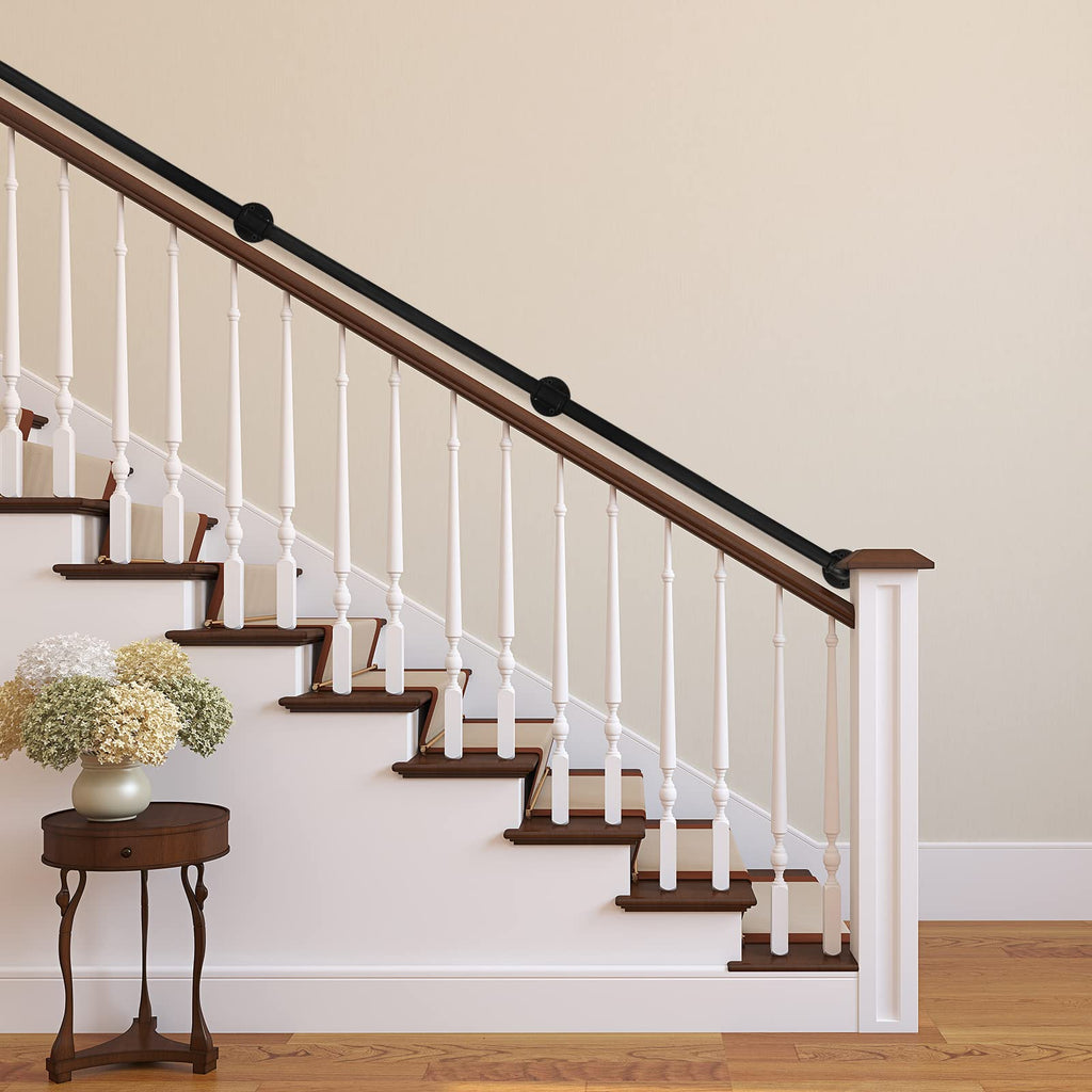 6.6FT Industrial Pipe Wall Handrail, Farmhouse Stairway Railing with 1-1/4 Inch Outer Diameter Pipe, Vintage Style