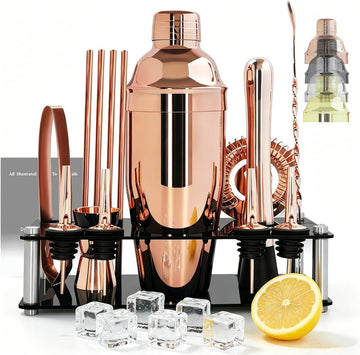 14-Piece Cocktail Shaker Set with Stand, Bartender Kit, 25oz Shakers, Bar Set Cocktail Shaker Set, Jigger - Set of 16
