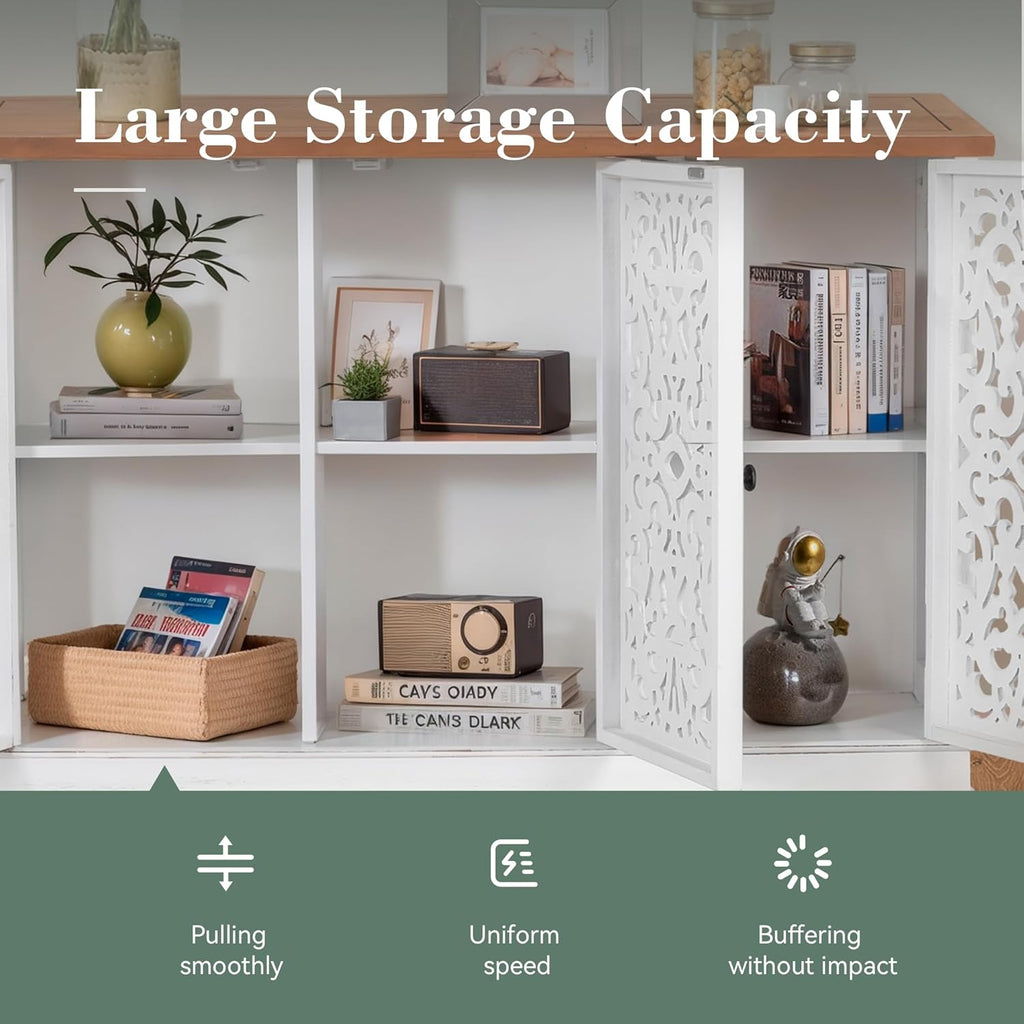 Entryway Buffet Cabinet with Storage, White Accent Cabinet | Accent Cabinet, 3 Doors, Buffet Cabinet with Storage