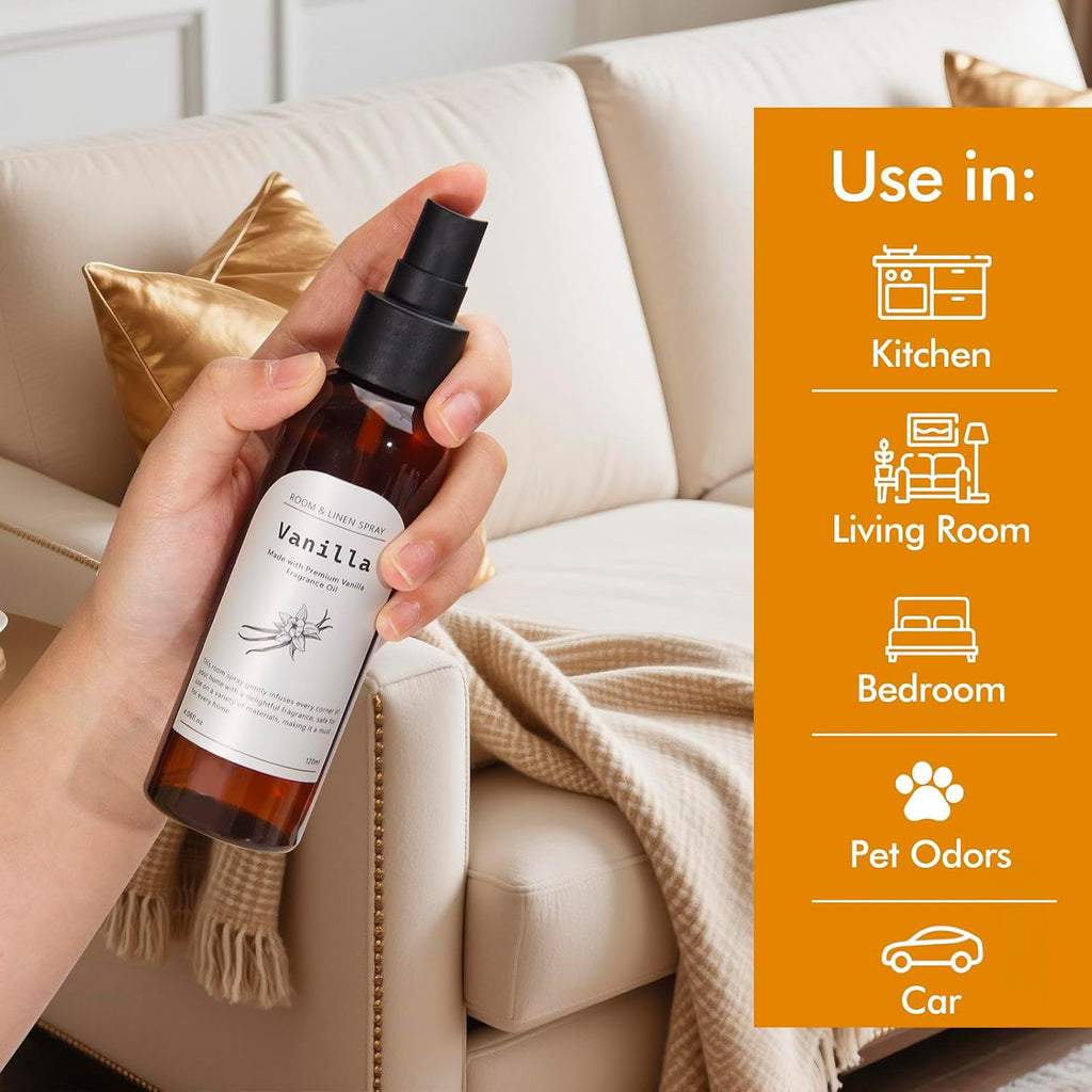 Vanilla Fragrance Room Spray, Long-Lasting Room Freshener and Kitchen, Air Freshener Spray, Odor Eliminator, 2 x 4.06 - Set of 2