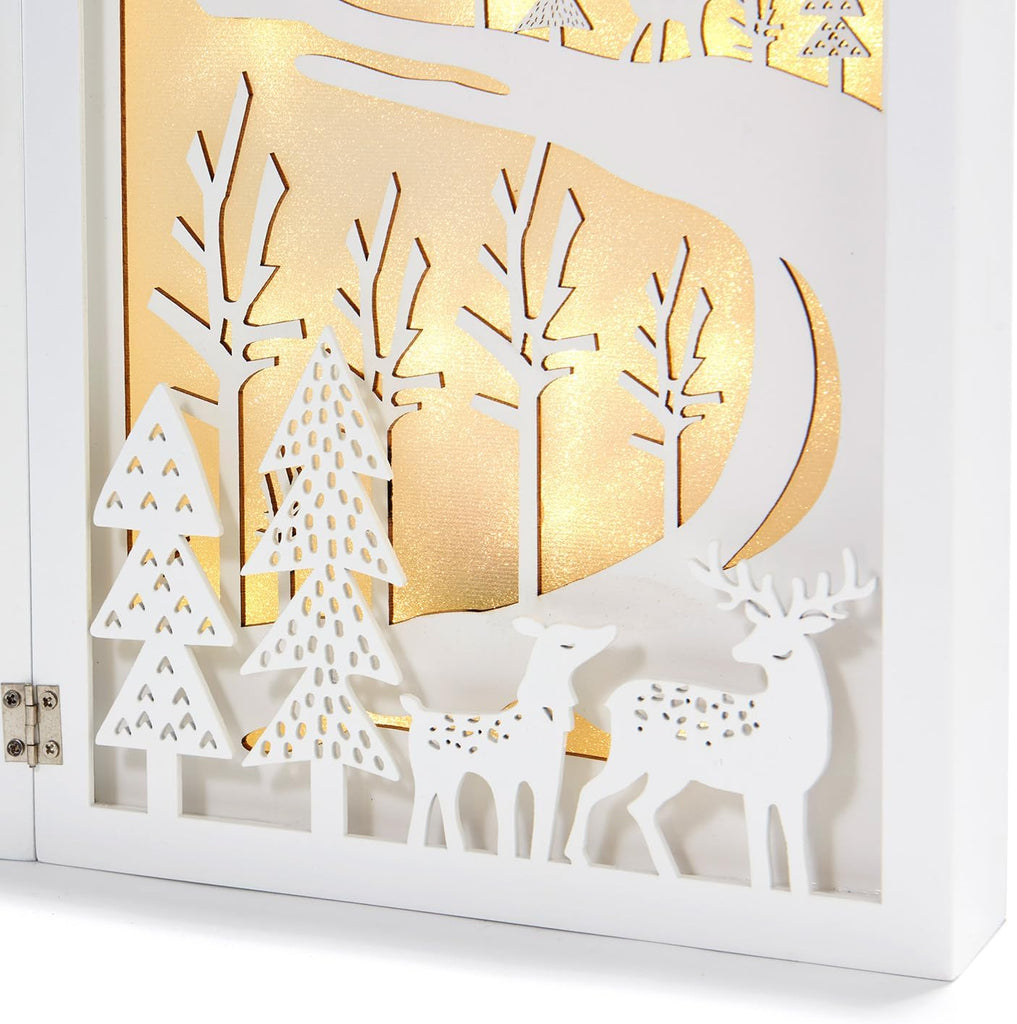 Wooden Advent Calendar with Drawers & Lights, 12 Inch White