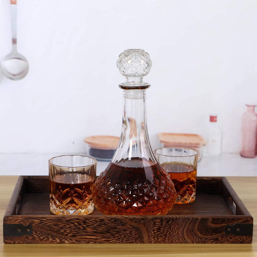 Glass Decanter with Airtight Stopper, 800ML/27OZ Liquor Decanter Bottle for Wine, Whiskey, Brandy, Vodka (Long Neck)