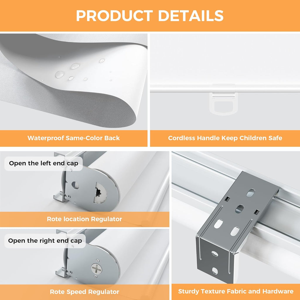 Window Blinds Cordless,Blackout Roller Shades,Blinds for Indoor Windows,Door Curtains,Room Darkening,Insulated UV