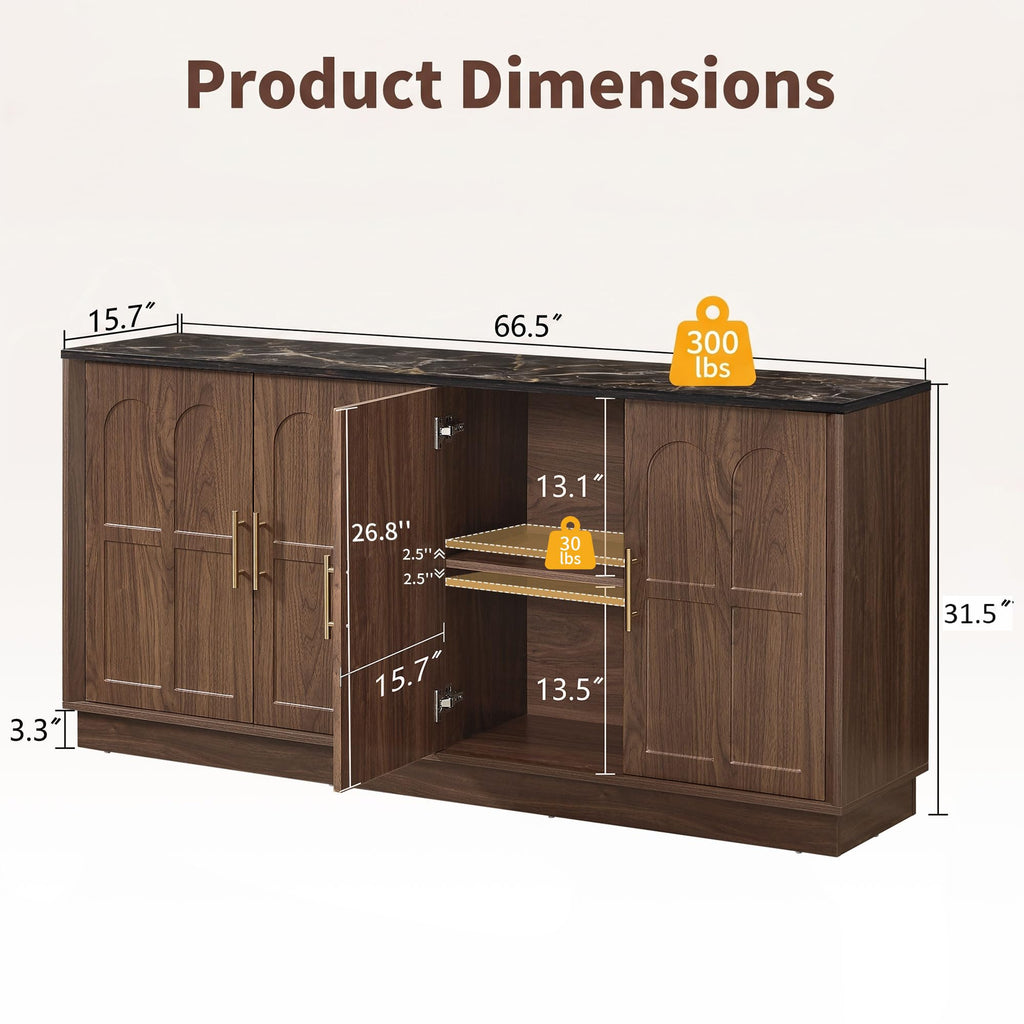 66.5" Sideboard Buffet Cabinet with Storage, Modern Credenza