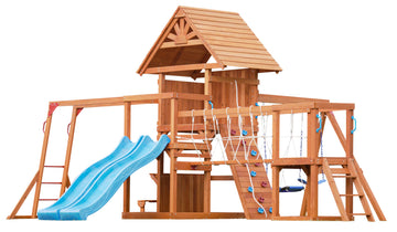 Playground Wooden Swing Sets for Backyard with Playhouse Monkey Bar