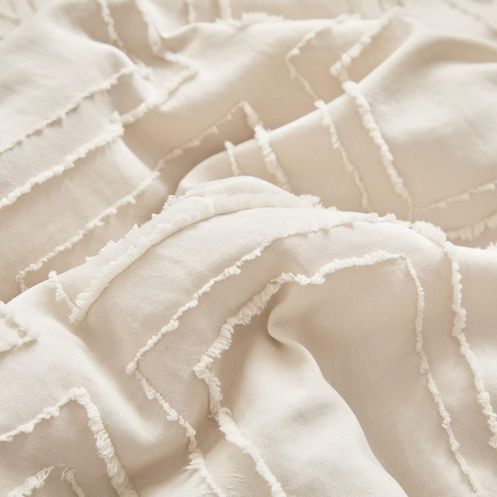 Tufted Ruffle Crib Bedding Set 3 Pieces Baby Boho Quilted Comforter with Fitted Sheet and Bed Skirt - Cute Ruffled