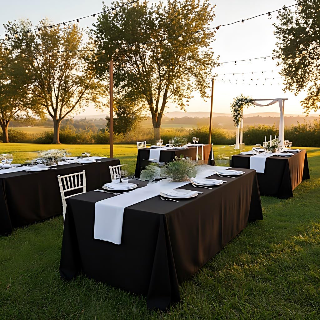 90x132 Inch Black Tablecloth for 6-8 Foot Rectangle Tables
