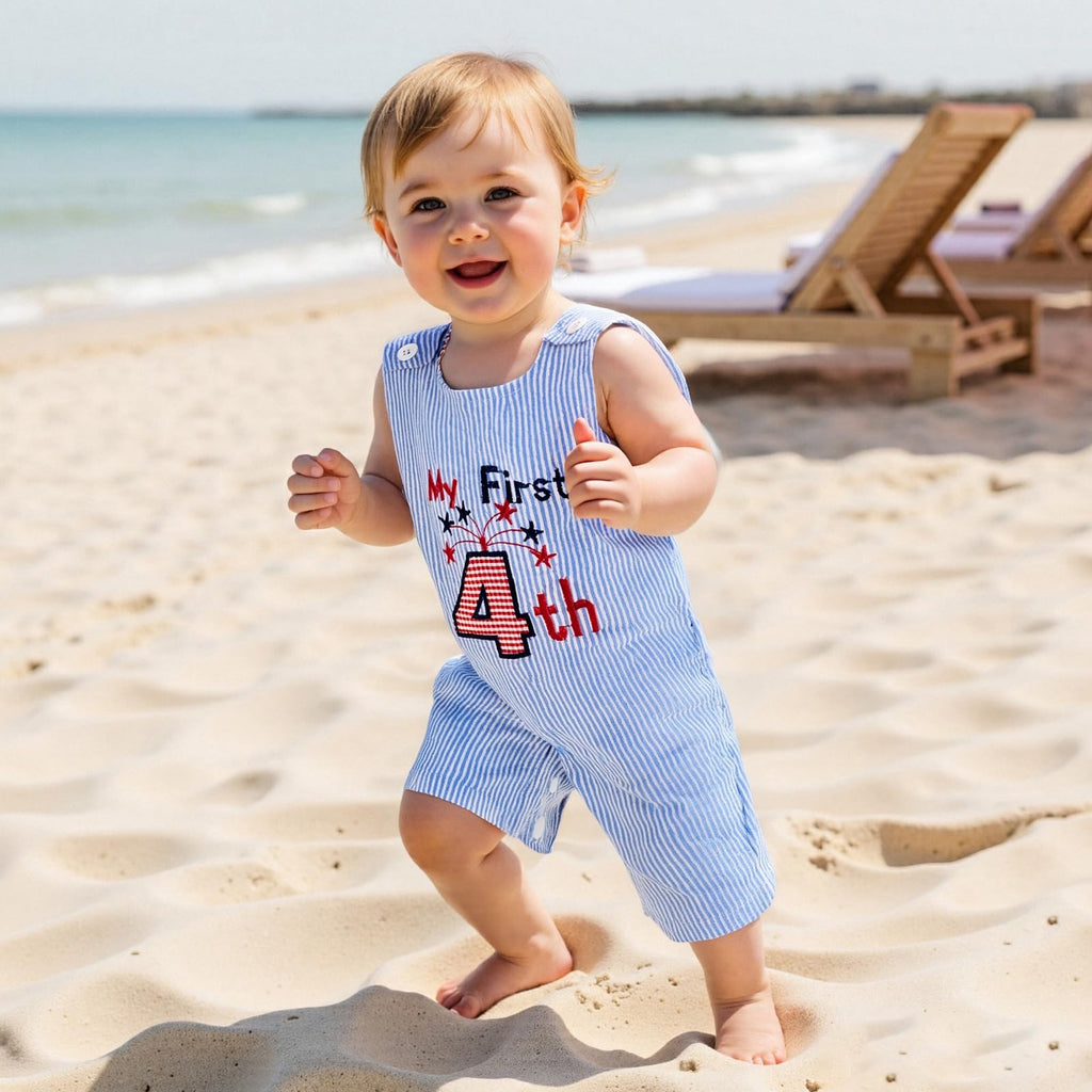 My First 4th Of July Baby Girl Boy Outfit American Flag Sleeveless Overalls Stars And Stripes Romper Memorial Day (My