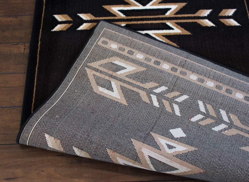 Southwest Native American Area Rug in Brown, Black, Beige & Ivory