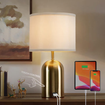 Touch Control Table Lamp, Gold Bedside Table Lamps