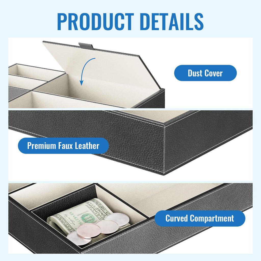 Mens Valet Tray Organizer, Mens Jewelry Box, Nightstand Organizer
