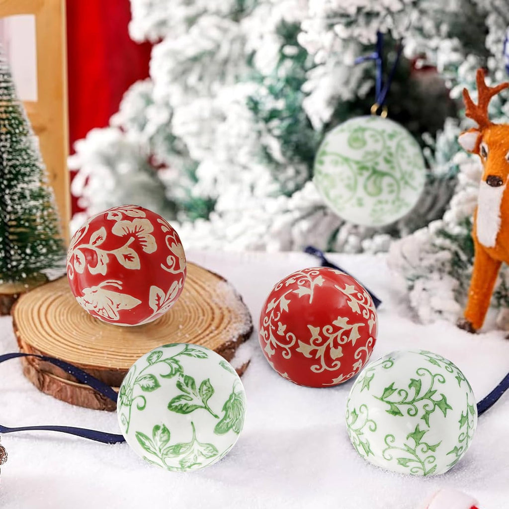 Red and White Decorative Balls - Balls Ceramics Decorative Chinoiserie Balls for Centerpiece Bowls Farmhouse - Set of 6