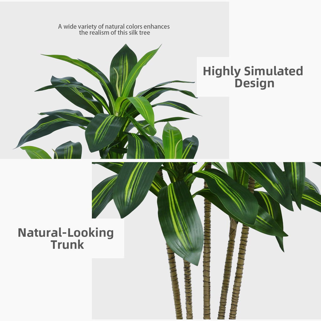 Artificial Plant 6FT Dracaena Fake Tree with Black Tall Planter