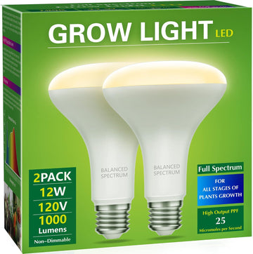 2 Pack LED Grow Light Bulb, BR30 Grow Light Bulbs, Full Spectrum