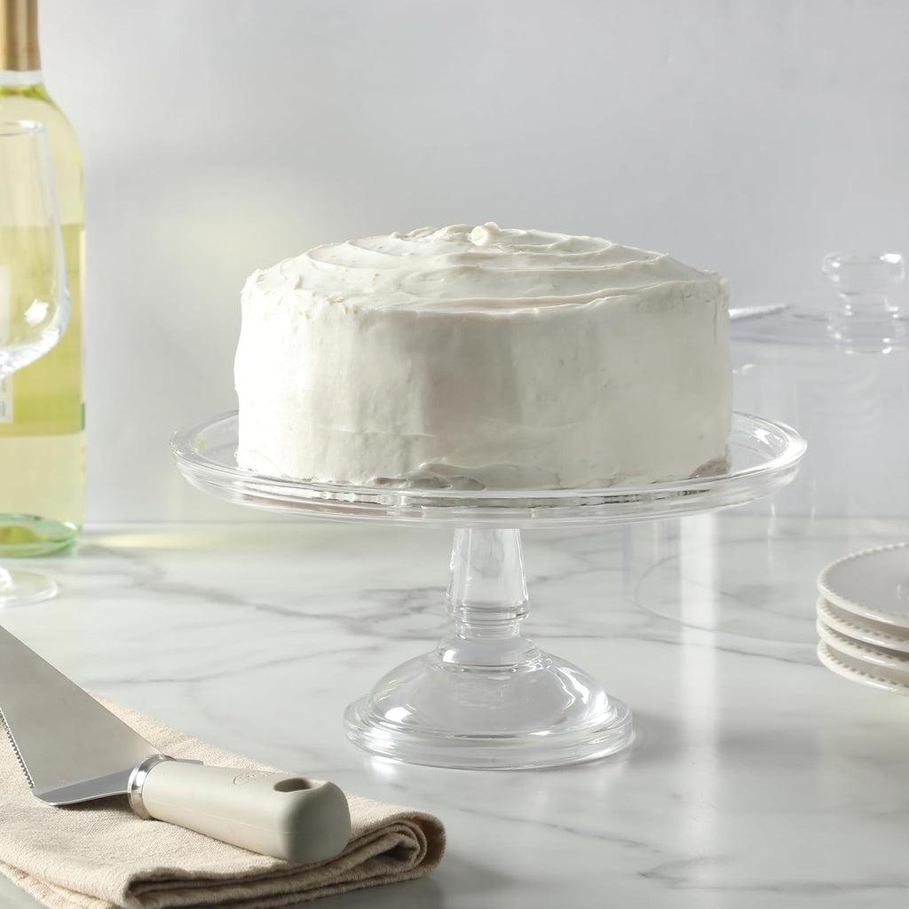 Watercrest Glass Cake Stand with Dome, 10.2 Inch Clear Footed Pedestal Cake Stand with Glass Lid Cover, Handmade