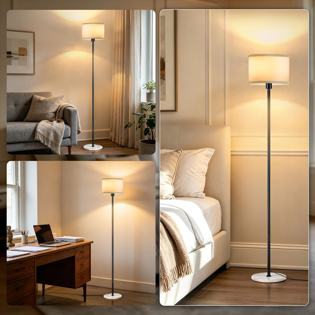 63" Black Floor Lamps, Standing Lamp with Marble Base