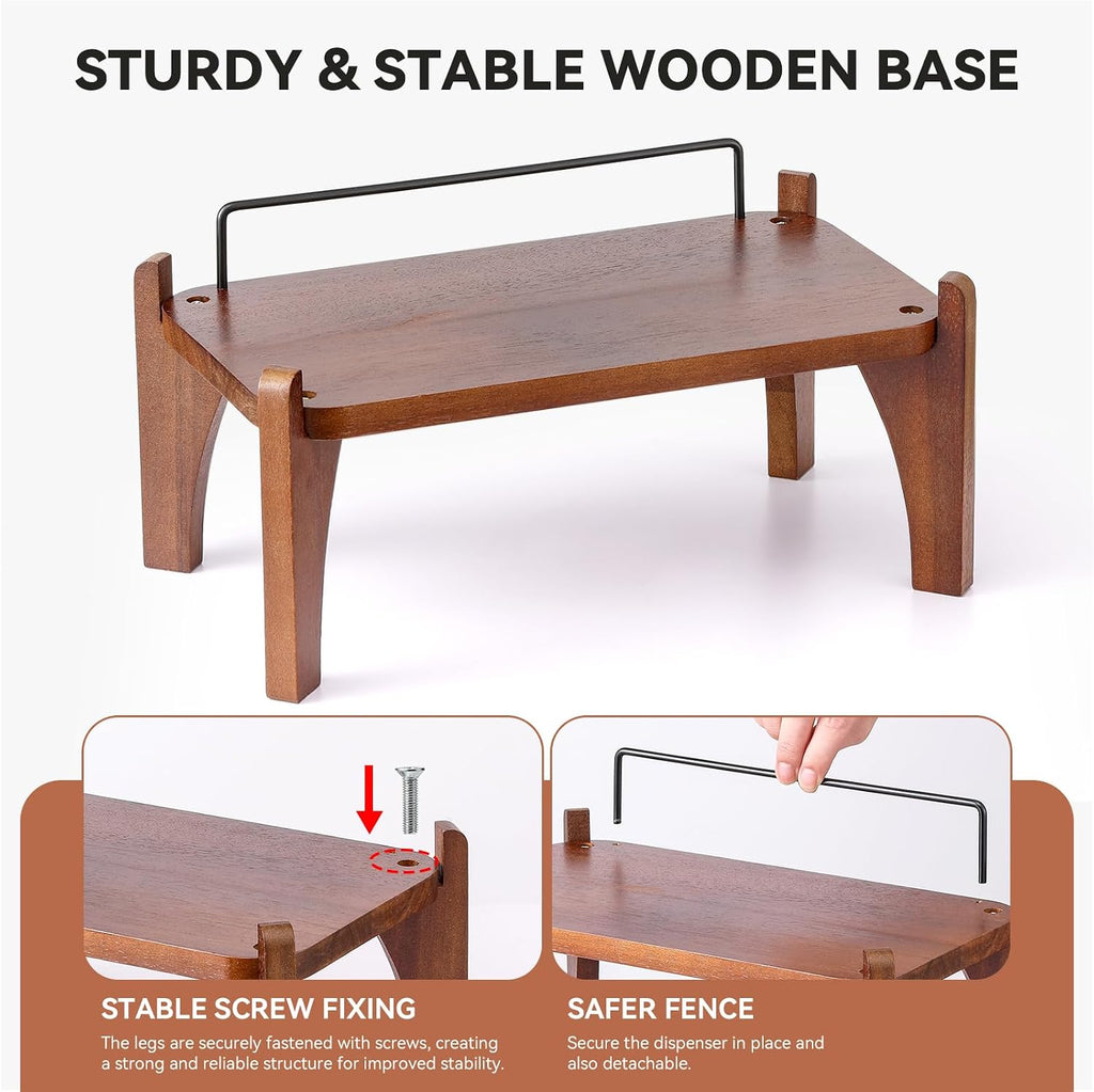 1.5 Gallon Square Glass Drink Dispenser with Wooden Stand & Lid, Large Beverage Dispenser with Stainless Steel - Set of 2