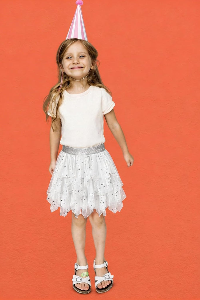 Girls Sweet Layered Mesh Skirt Party Birthday Dance Princess Skirt