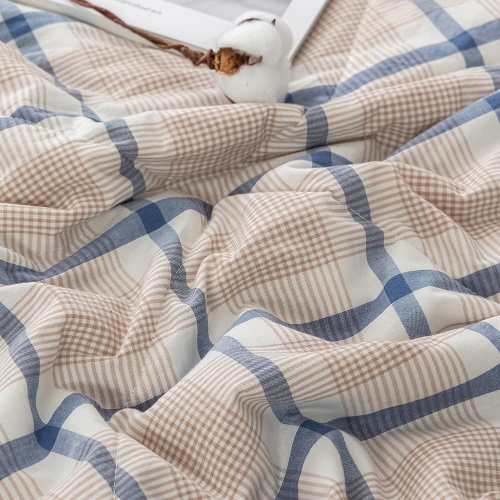 Summer Lightweight Comforter Set, Thin Quilt, 100% Washed Cotton, Machine Washable, Soft Comfy Breathable Can Sleep