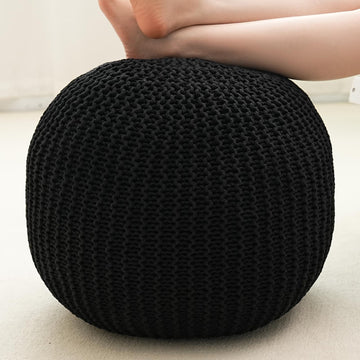 Pouf Ottoman Stuffed Round Modern Foam Filled Foot Rest Poufs Chair Decorative 20 X 14 Inches Boho Relax Stool for