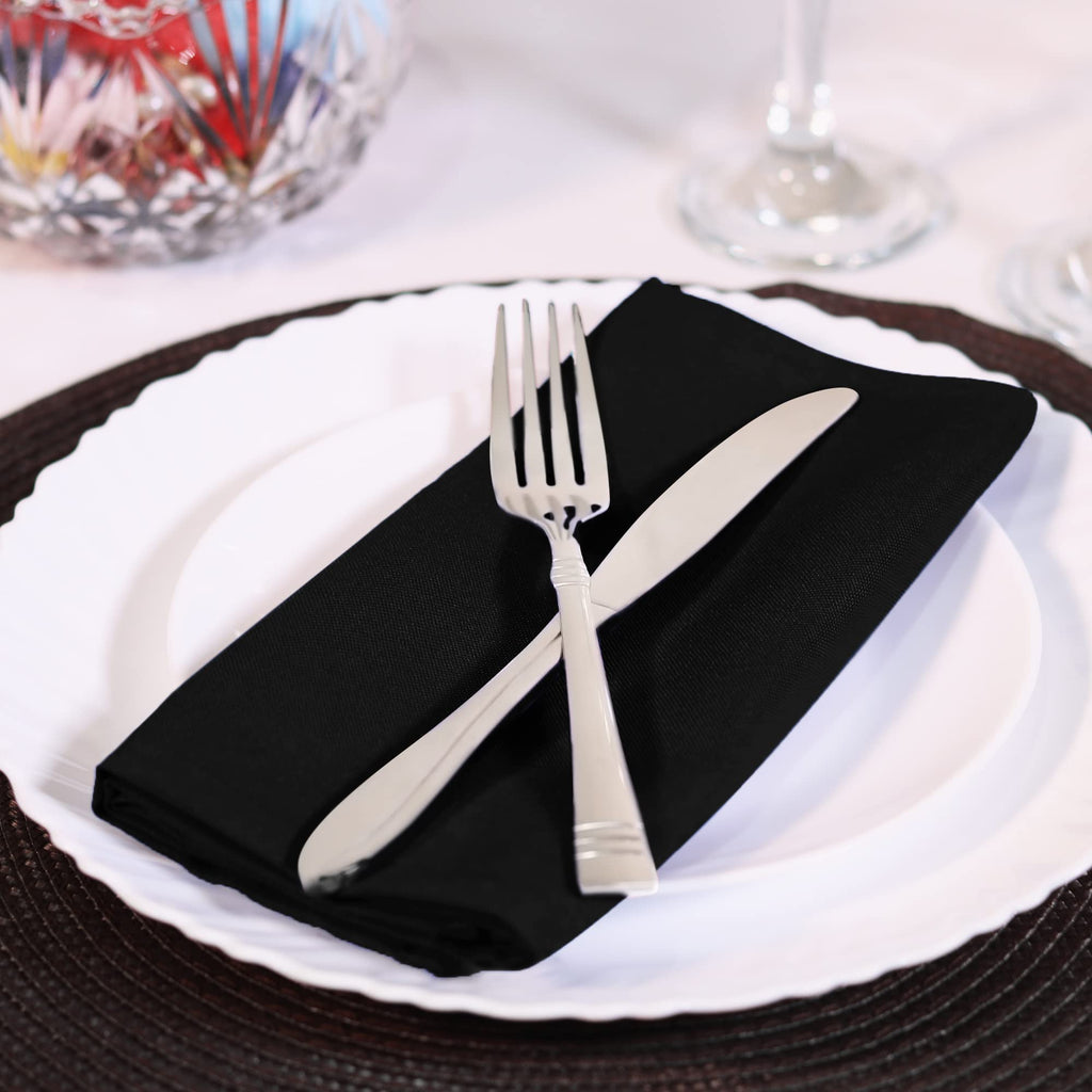 Bulk 144-Pack Cloth Napkins, 20"x20", Wrinkle Resistant, Sturdy, Black