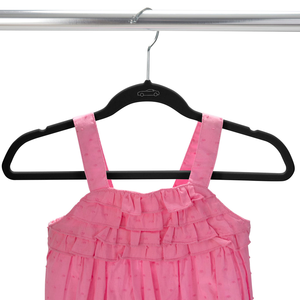 100 Pack Kids Velvet Hangers | Slim | Non-Slip Design | Space Saving | Childrens Clothes | Shirts | Pants | Dresses