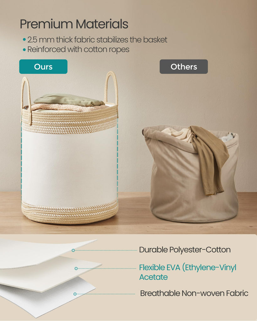 Laundry Hamper, Cotton Rope Basket with Handles, 23.8 Gallons