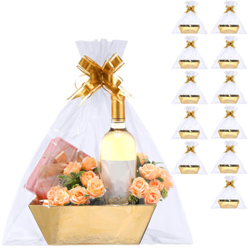 44 Pcs Empty Small Gift Baskets Bulk, Gold, Solid