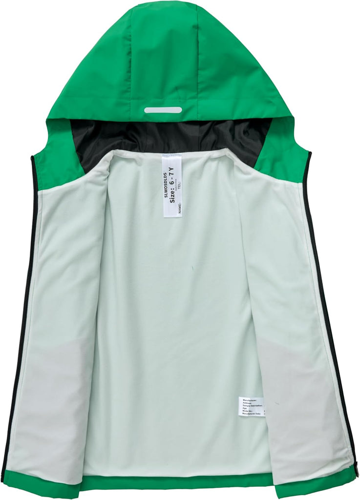 Boys Girls Waterproof Rain Jacket Lightweight Windbreaker Hooded