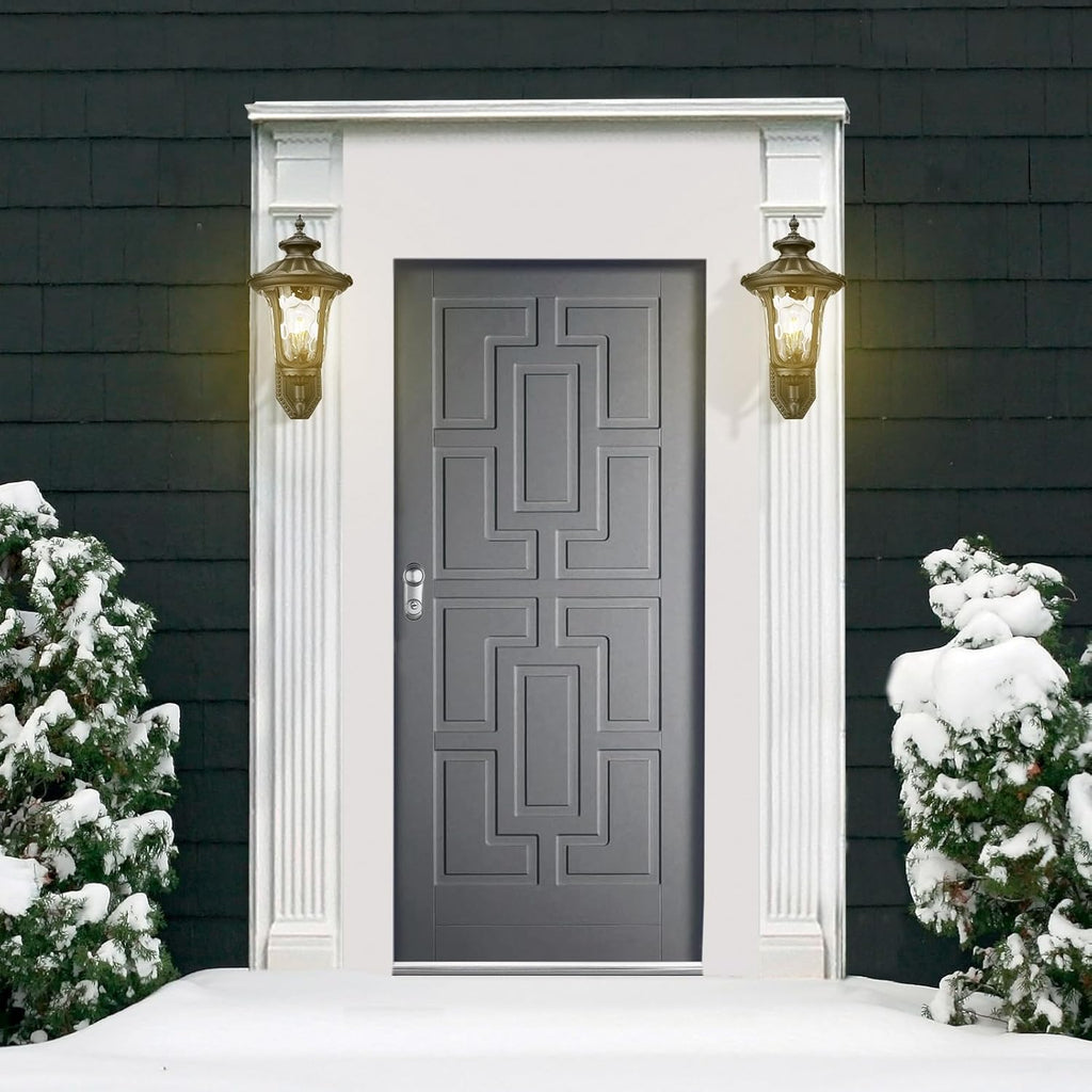 Outdoor Light Fixtures Wall Mount, Waterproof Exterior Wall Lanterns with Waer Ripple Glass, Outside Sconces