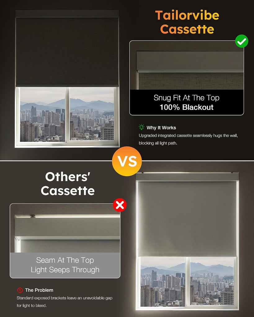 Motorized Blinds with Remote, APP, Voice Control, 100% Blackout Shades Automatic Blinds Work with