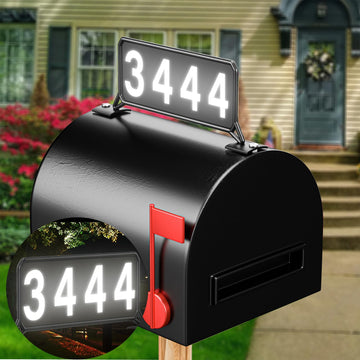 Metal Mailbox Address Plaques - Reflective House Number Plaque for Outside, Double-sided illuminated Address Signs