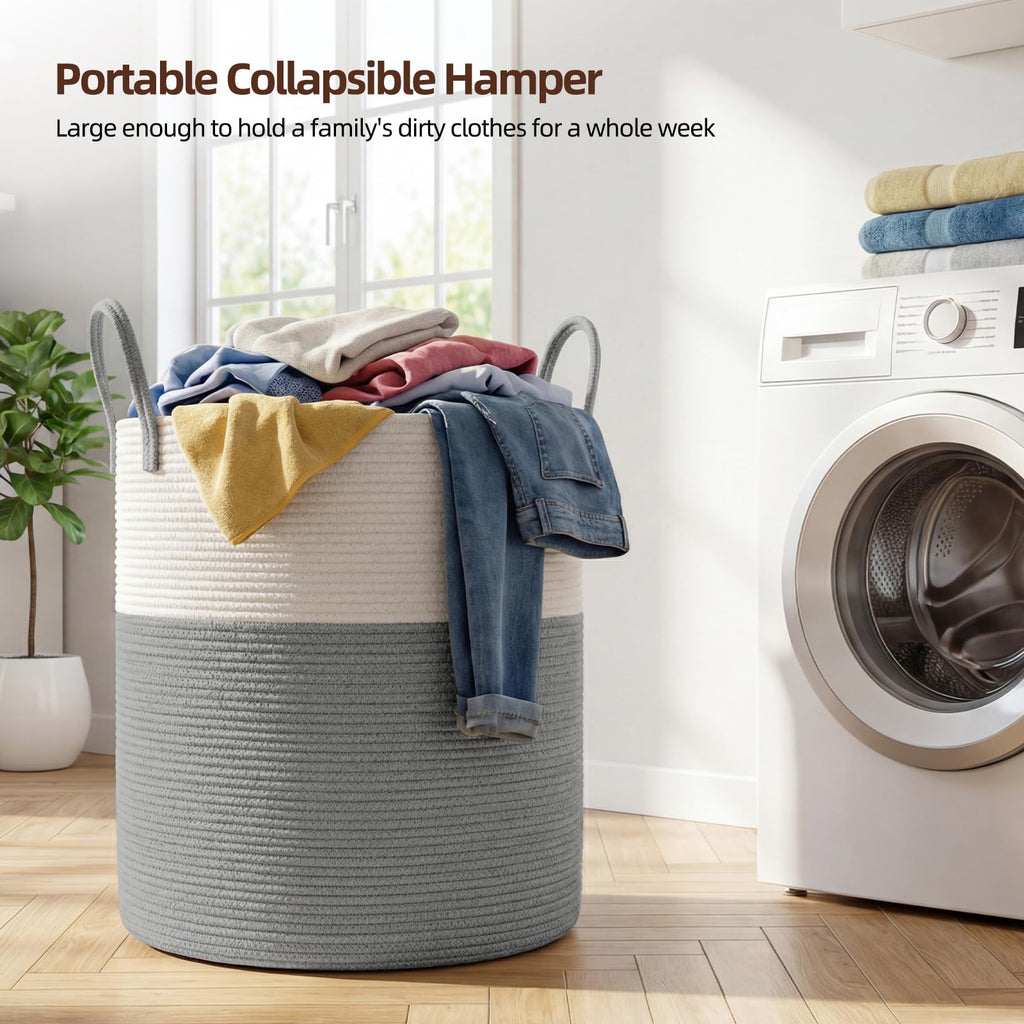 60L Nursery Hamper Laundry Basket Laundry Hamper Grey/White