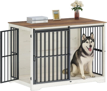 XXL Dog Crate Furniture Indoor Dog Kennel with Barn Door