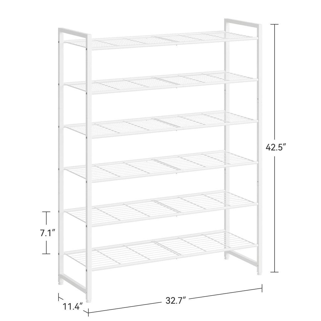 Shoe Rack, Metal Shoe Organizer, 6 Tier Garage Shoe Rack Max Holds 30 Pairs, Shoe Storage Shelf for