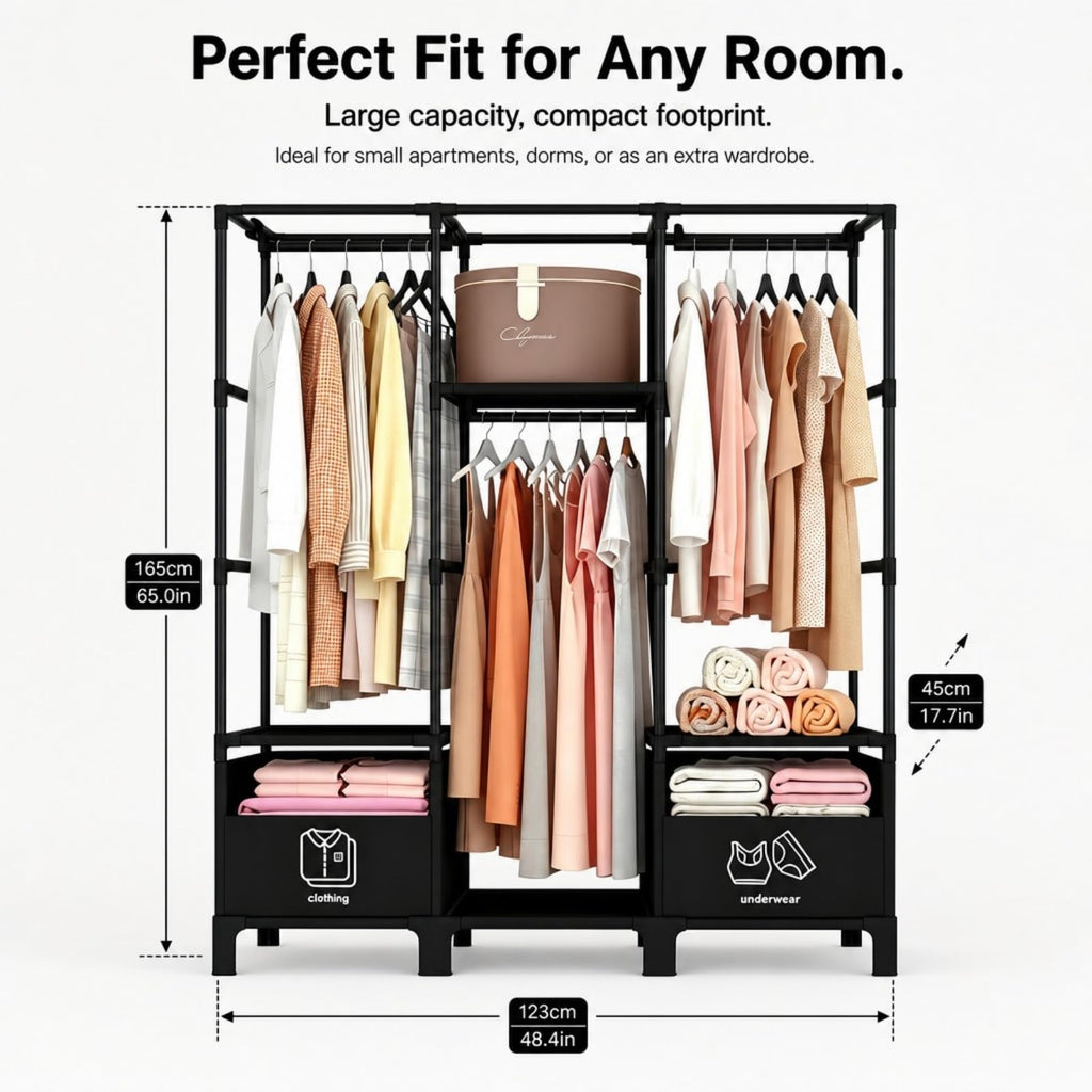 Portable Closet, Large Capacity Wardrobe Closet, Easy Assembly